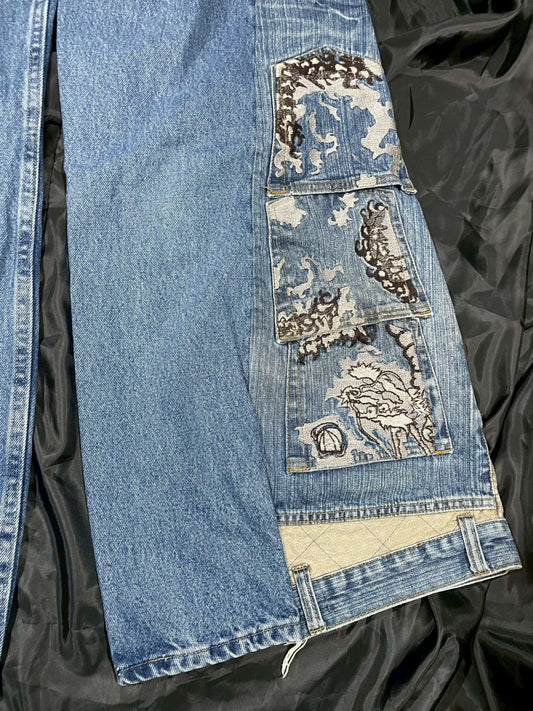 Custom jeans of dragon embroidery design No.2