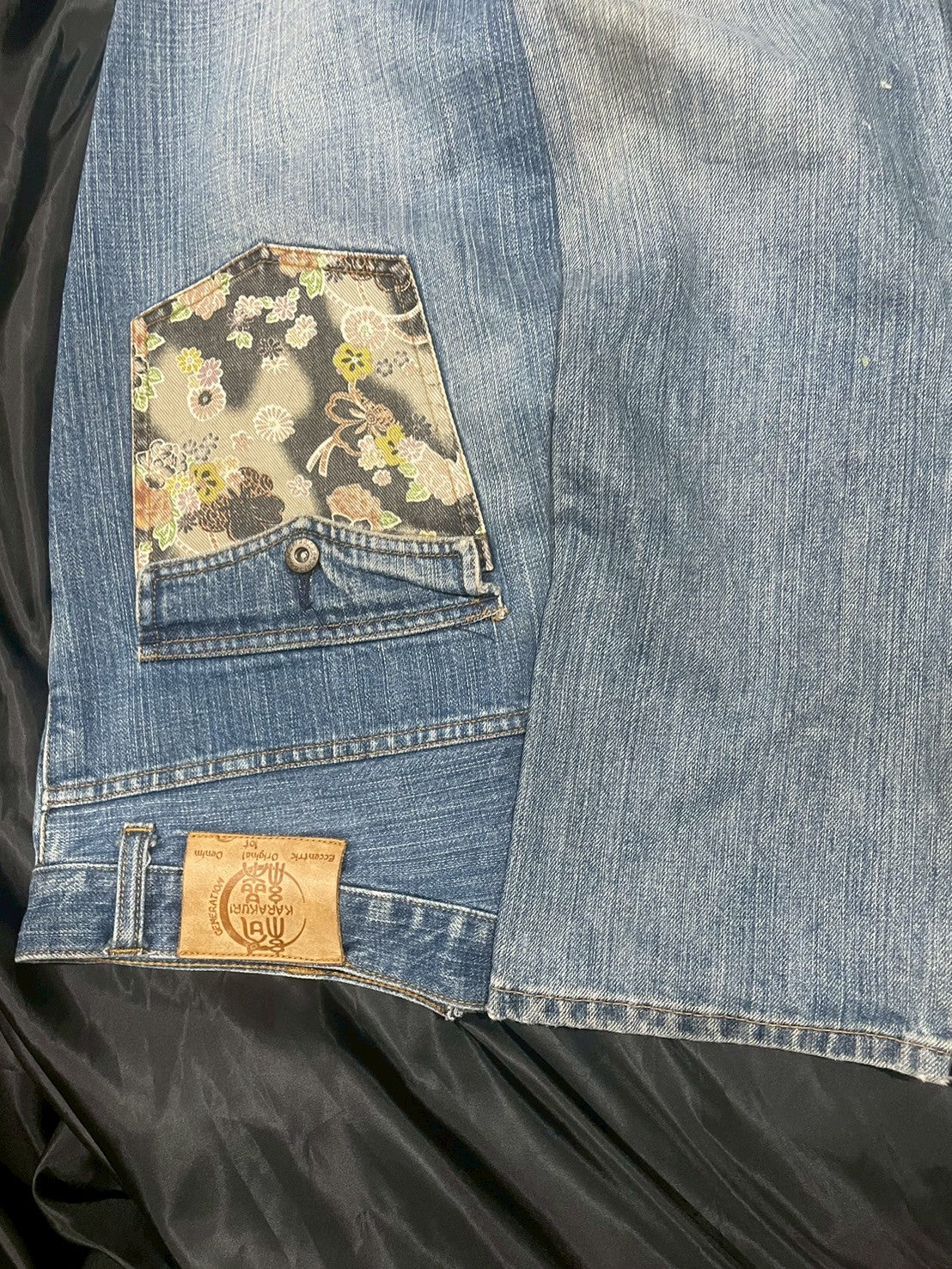 Custom jeans with tiger and dragon embroidery design