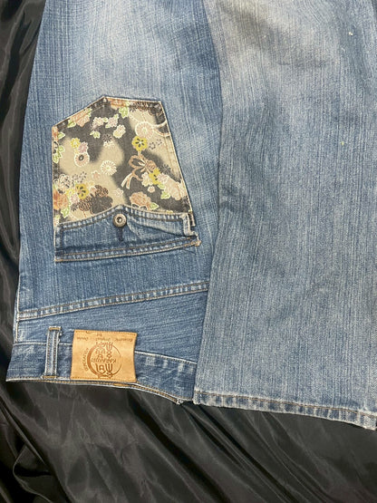 Custom jeans with tiger and dragon embroidery design