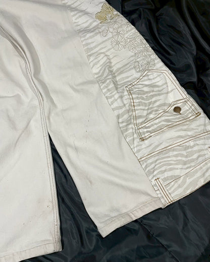 Custom jeans with tiger and dragon embroidery design