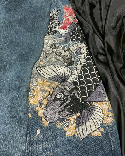 Custom scenes of carp embroidery designs