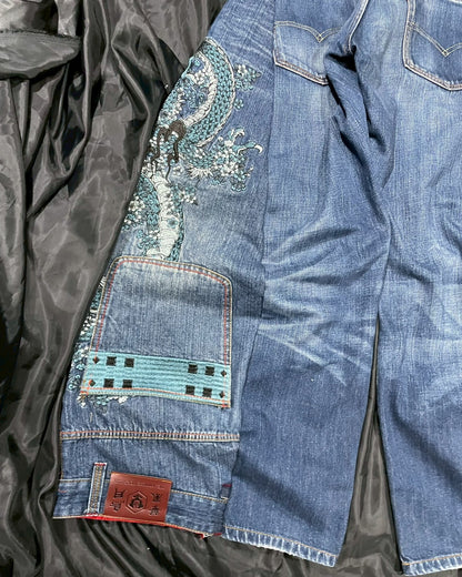 Custom jeans of dragon embroidery design No.4