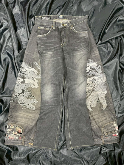 Custom jeans of dragon embroidery design No.5